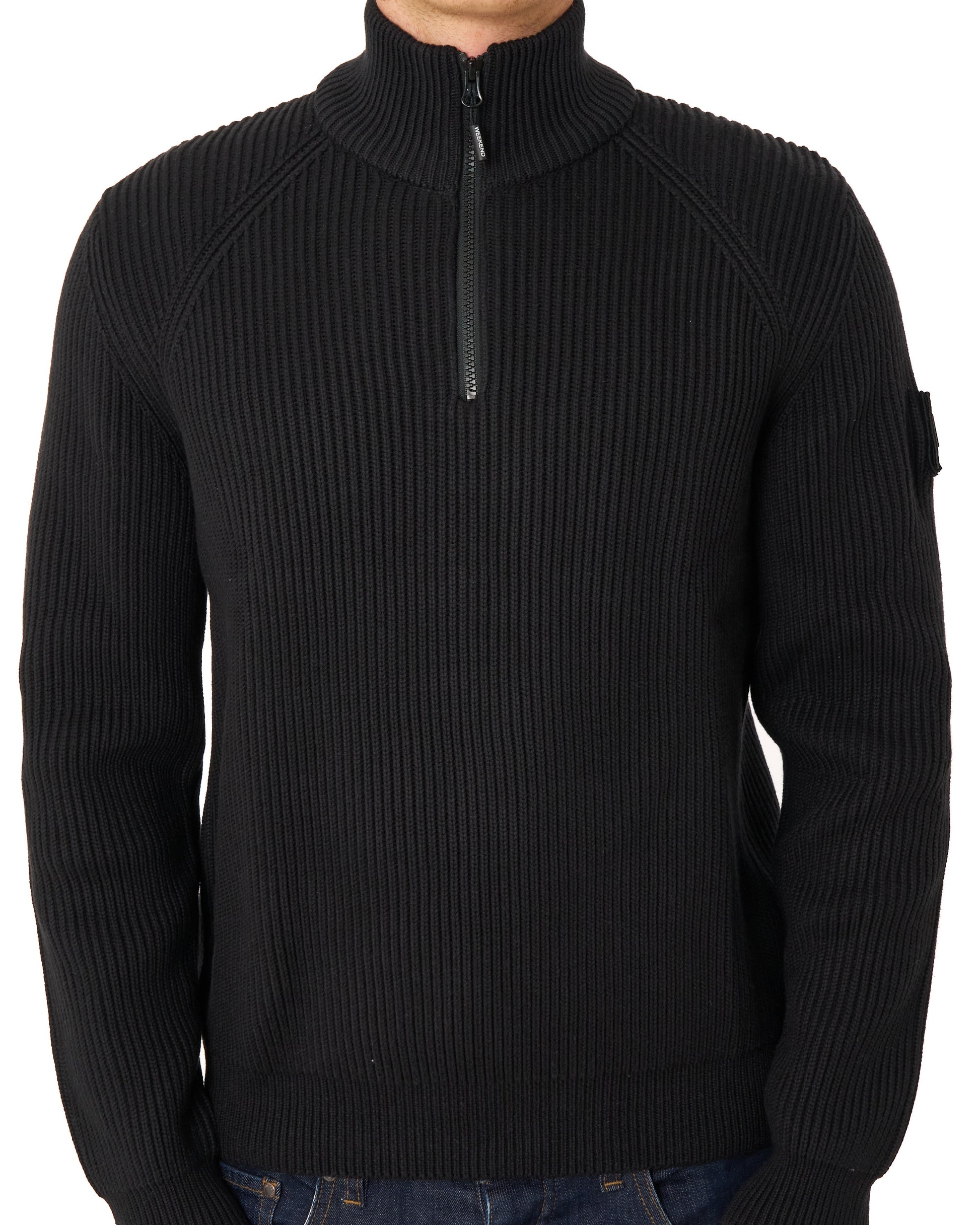 Weekend Offender Snetterton 1/4 Zip Knitted Jumper Black