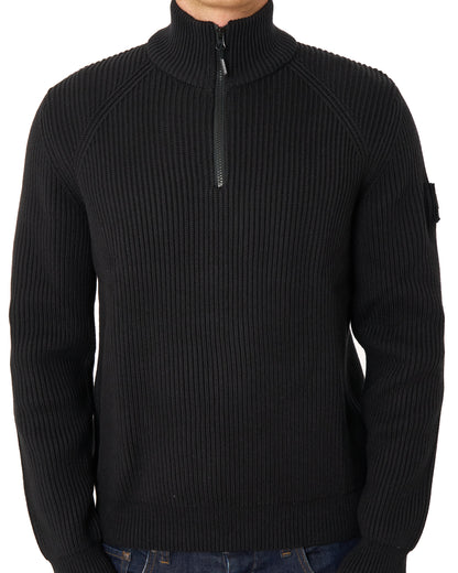Weekend Offender Snetterton 1/4 Zip Knitted Jumper Black