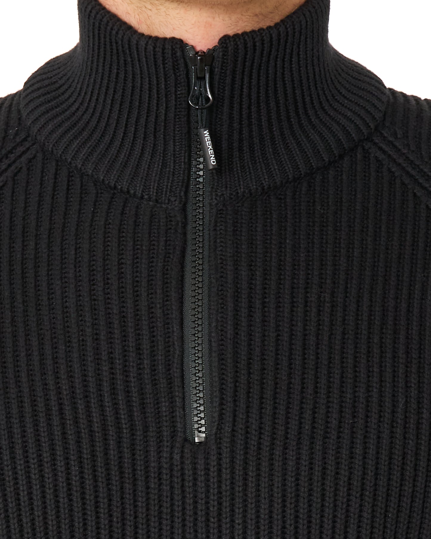 Weekend Offender Snetterton 1/4 Zip Knitted Jumper Black