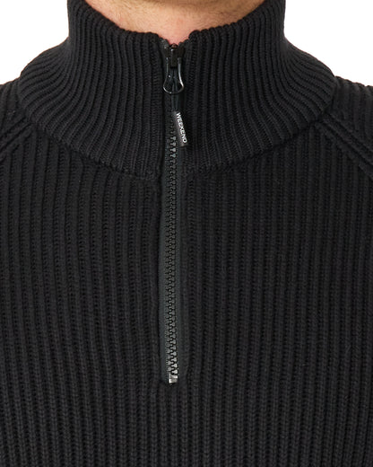 Weekend Offender Snetterton 1/4 Zip Knitted Jumper Black