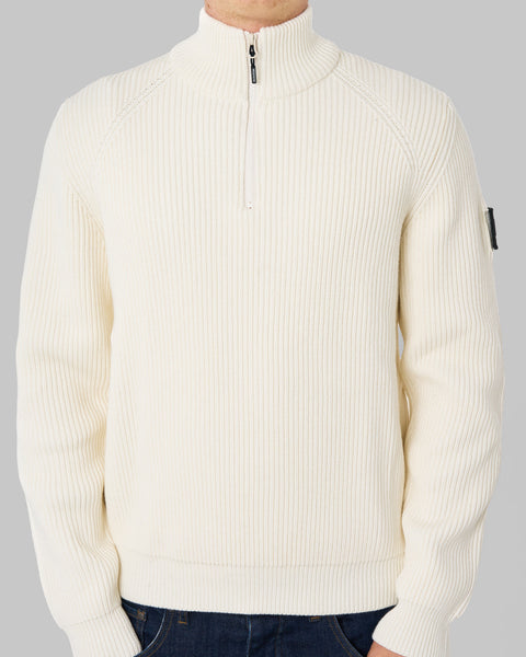 Weekend Offender Snetterton 1/4 Zip Knitted Jumper Ivory