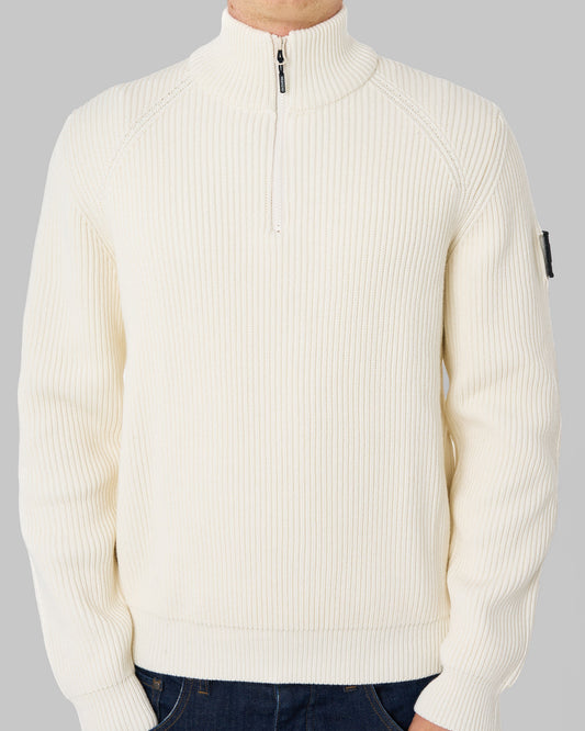 Weekend Offender Weekend Offender Snetterton 1/4 Zip Knitted Jumper Ivory