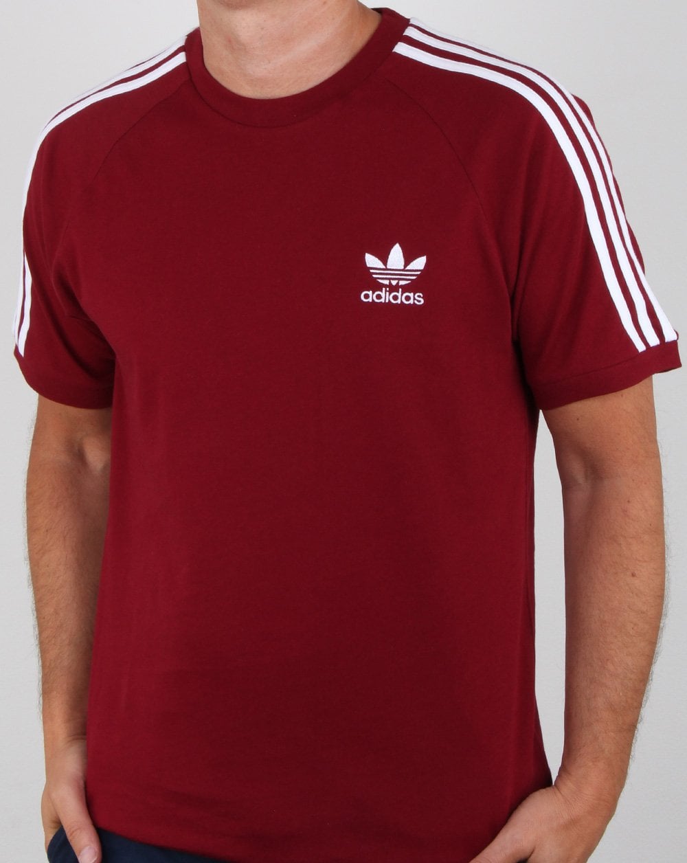 Adidas Originals 3 Stripes T Shirt Collegiate Burgundy