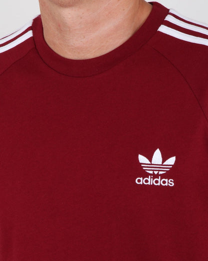 Adidas Originals 3 Stripes T Shirt Collegiate Burgundy