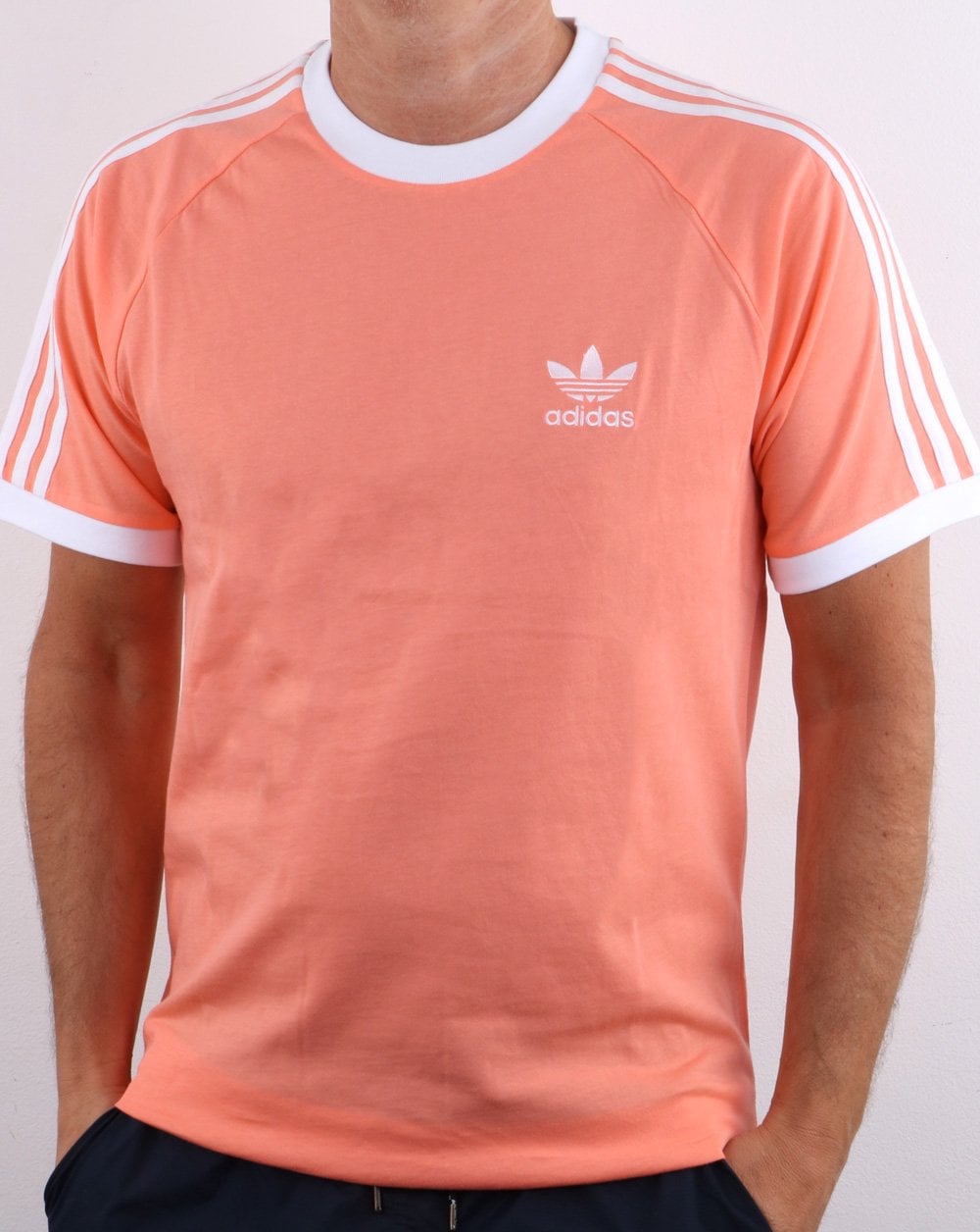 Adidas Originals 3 Stripes T Shirt Coral