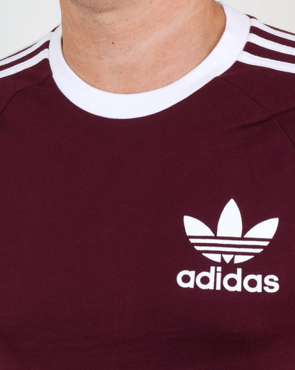 Adidas Originals 3 Stripes T Shirt Maroon