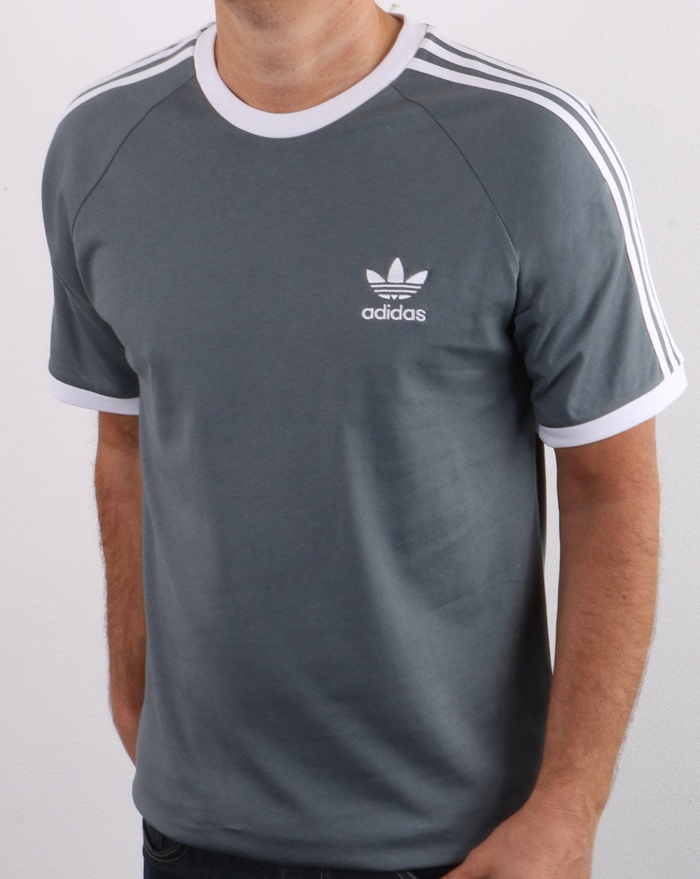 Adidas Originals 3 Stripes T Shirt Slate Grey