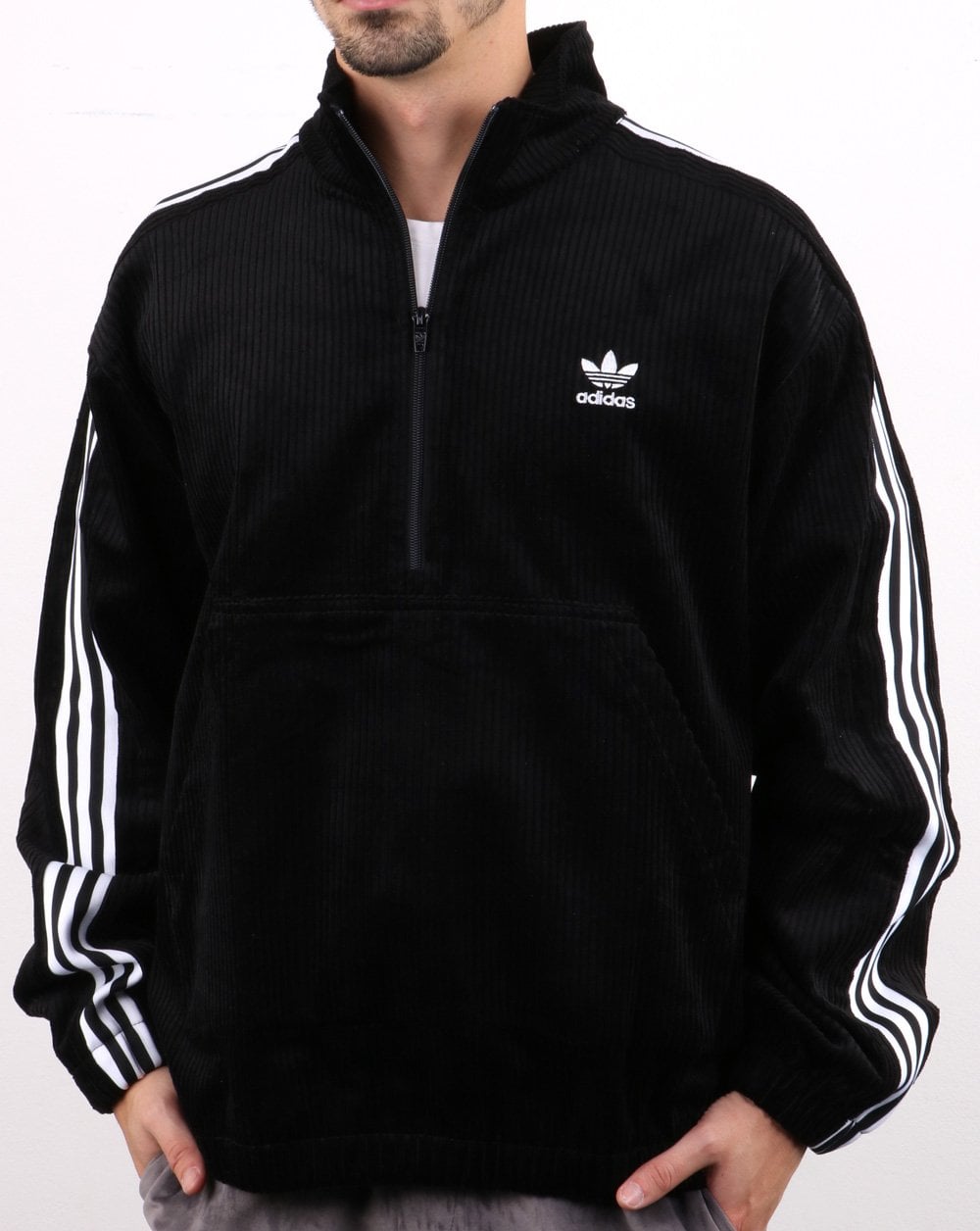 Adidas Originals Cord Half Zip Top Black