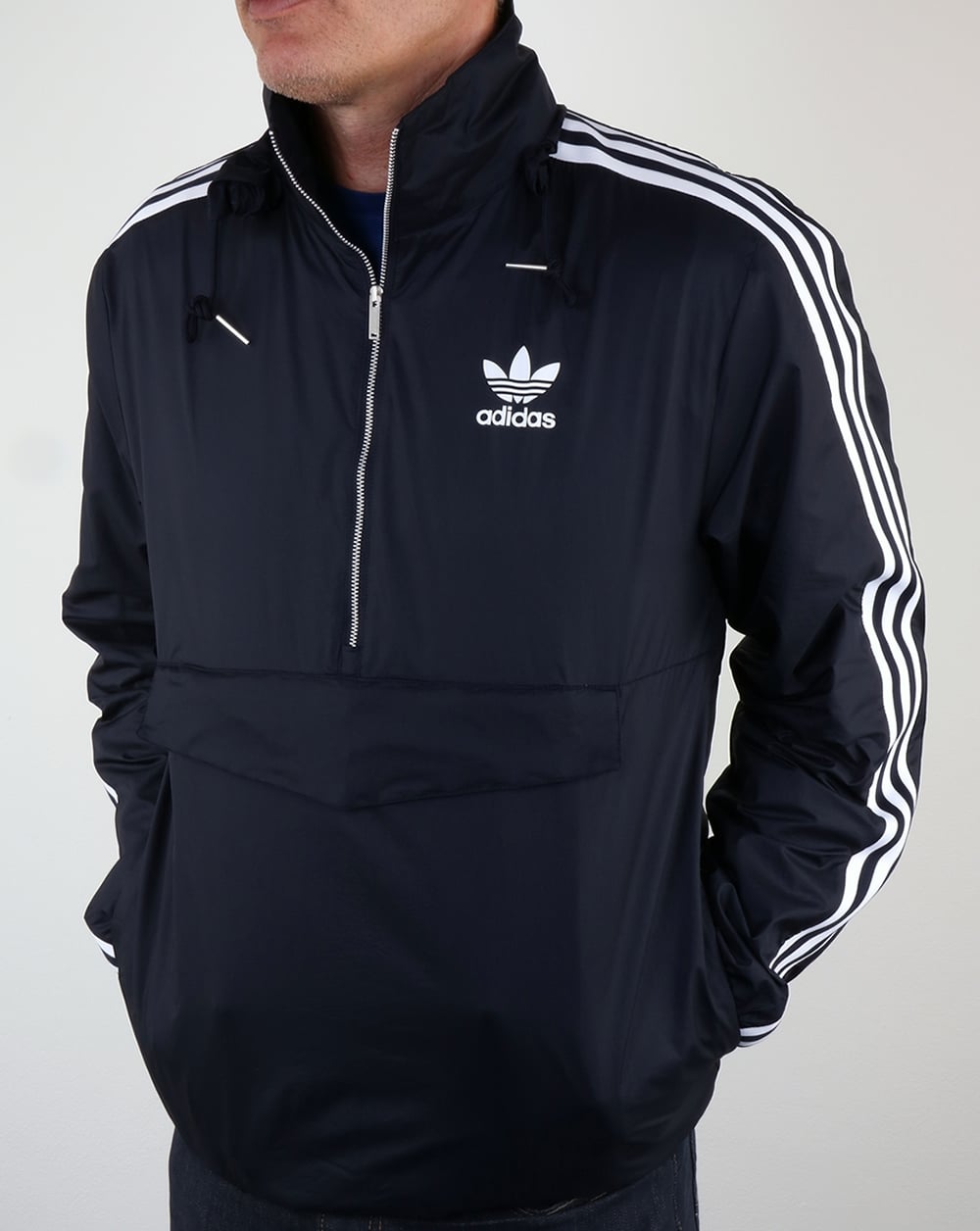 Adidas Originals Half Zip Pouch Pocket Jacket Navy