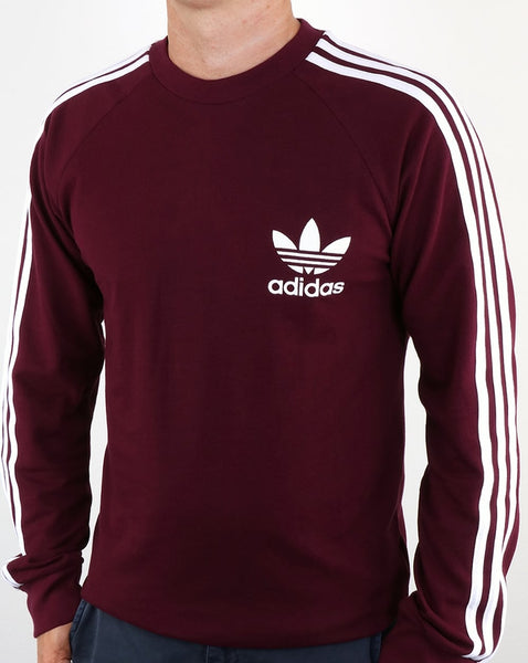 Adidas Originals Long Sleeve Pique T Shirt Maroon