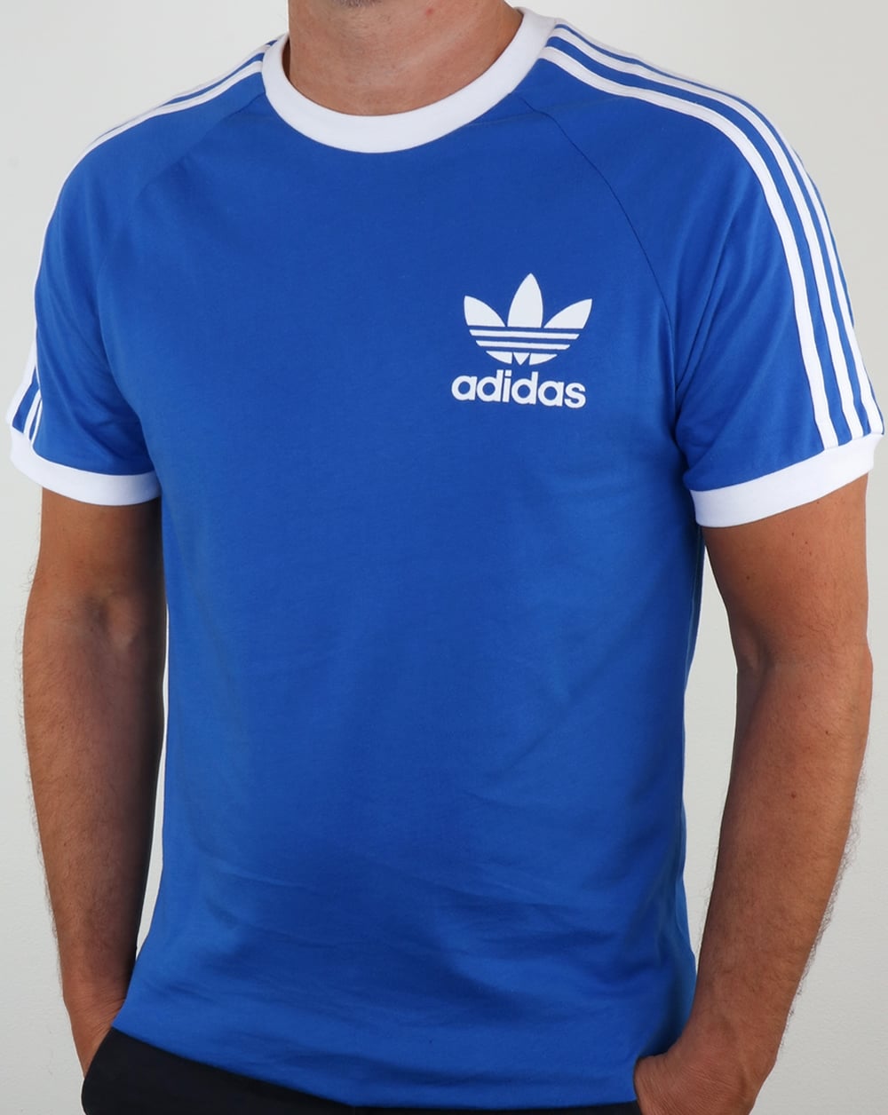 Adidas Originals Retro 3 Stripes T Shirt Blue white