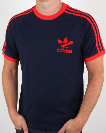 Adidas Originals Retro 3 Stripes T Shirt Navy/Red