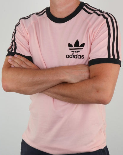 Adidas Originals Retro 3 Stripes T Shirt Pink/Black