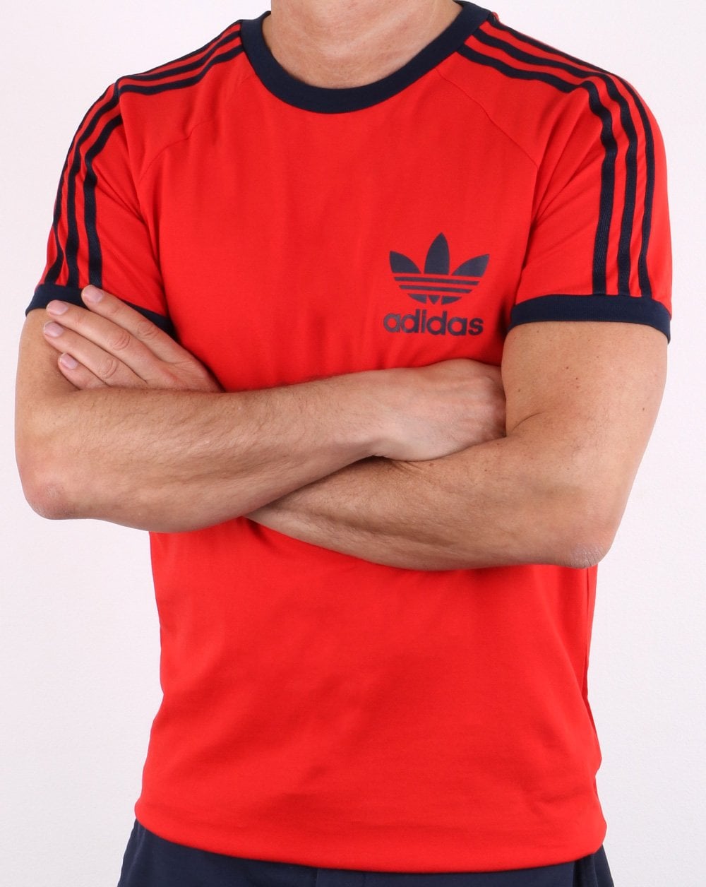 Adidas Originals Retro Trefoil 3 Stripes T-shirt Red
