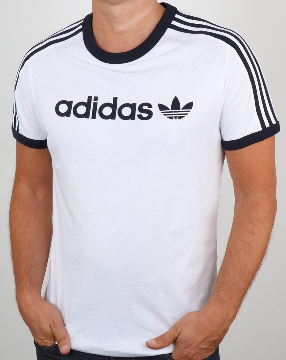 Adidas Originals Ringer Linear T Shirt White/Navy