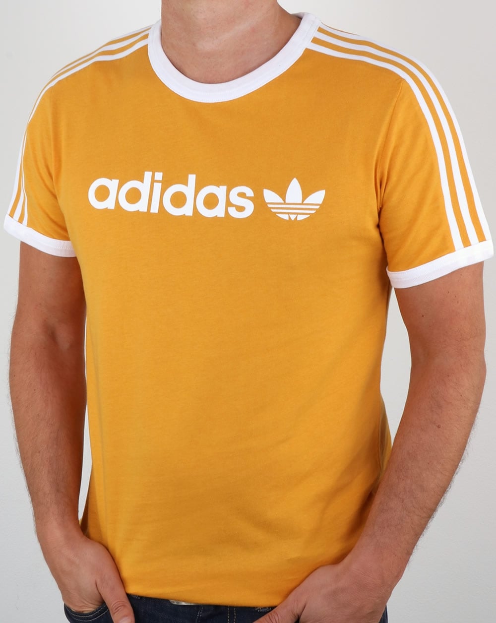 Adidas Originals Ringer Linear T Shirt Yellow Gold