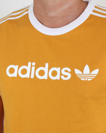 Adidas Originals Ringer Linear T Shirt Yellow Gold