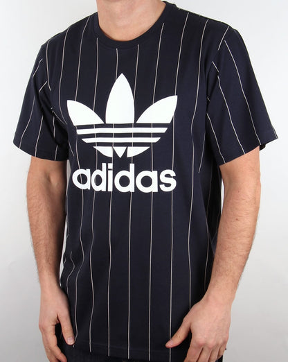 Adidas Originals TKO Pinstripe T Shirt Navy