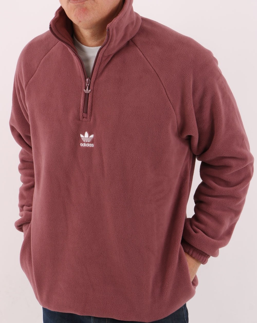 Adidas Originals Trefoil Half Zip Fleece Quiet Crimson