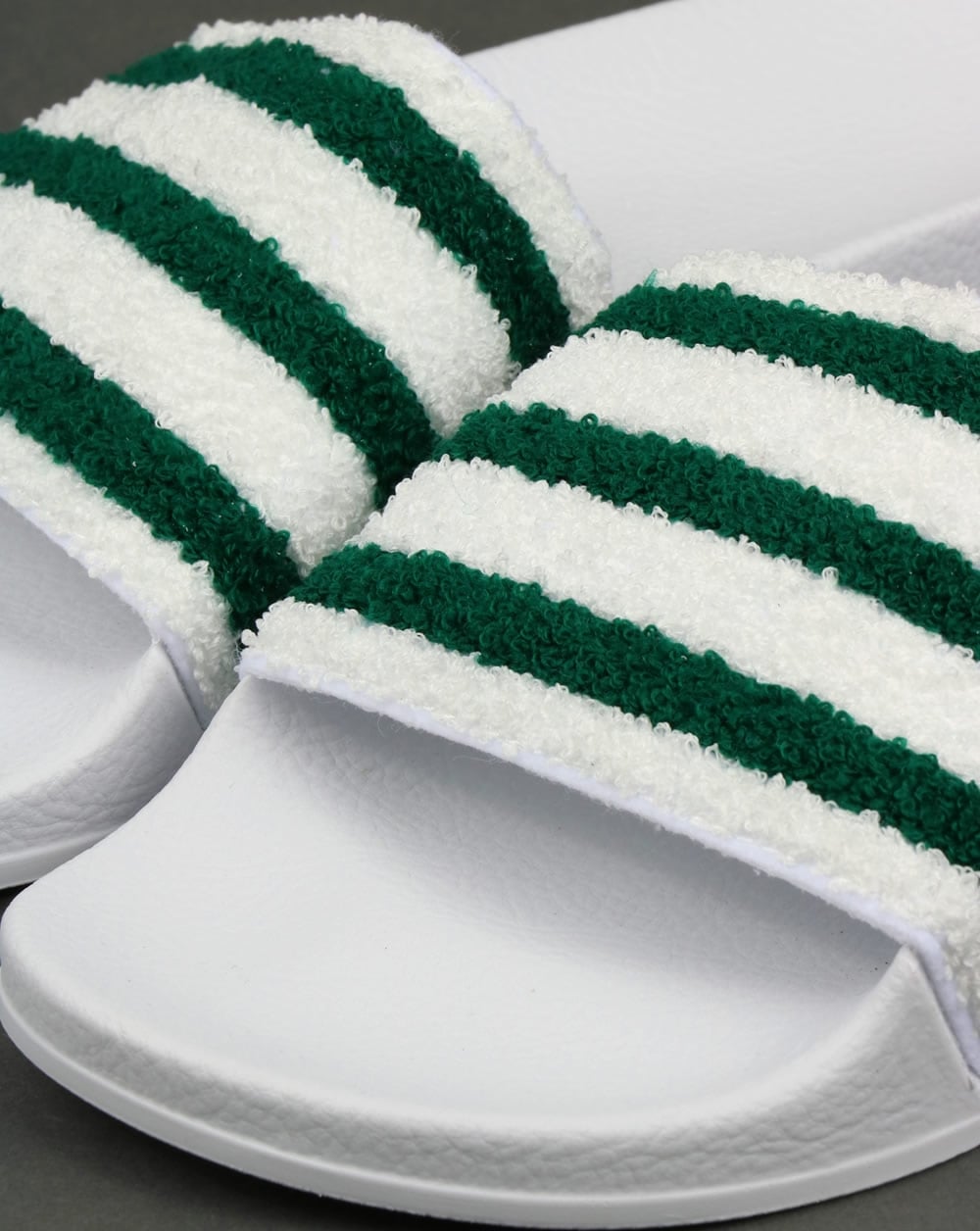 Adidas Premium Towelling Sliders White/Green