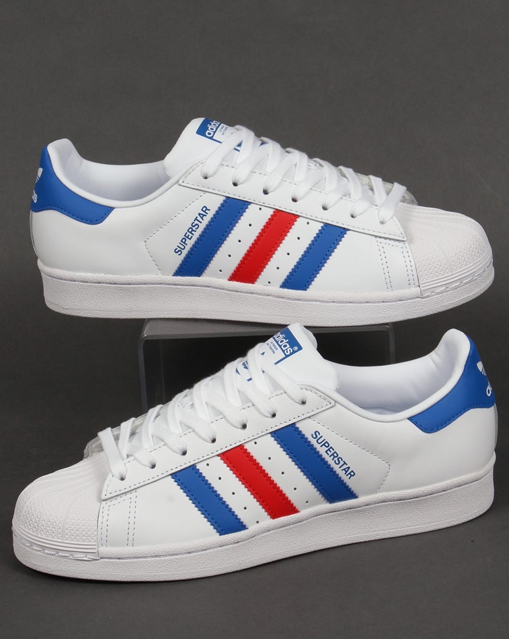 Adidas Superstar Trainers White/Blue/Red
