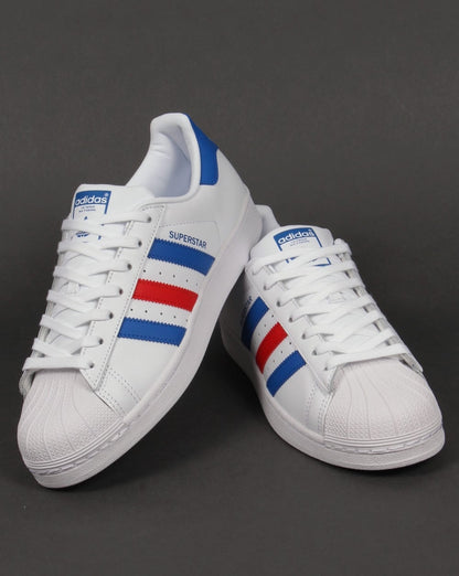 Adidas Superstar Trainers White/Blue/Red