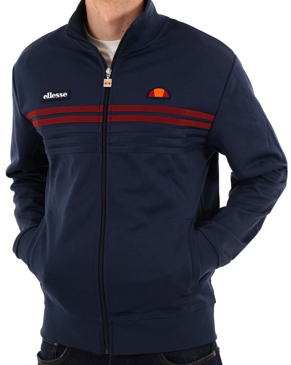 Ellesse 5 Stripe Track Top Navy/Burgundy