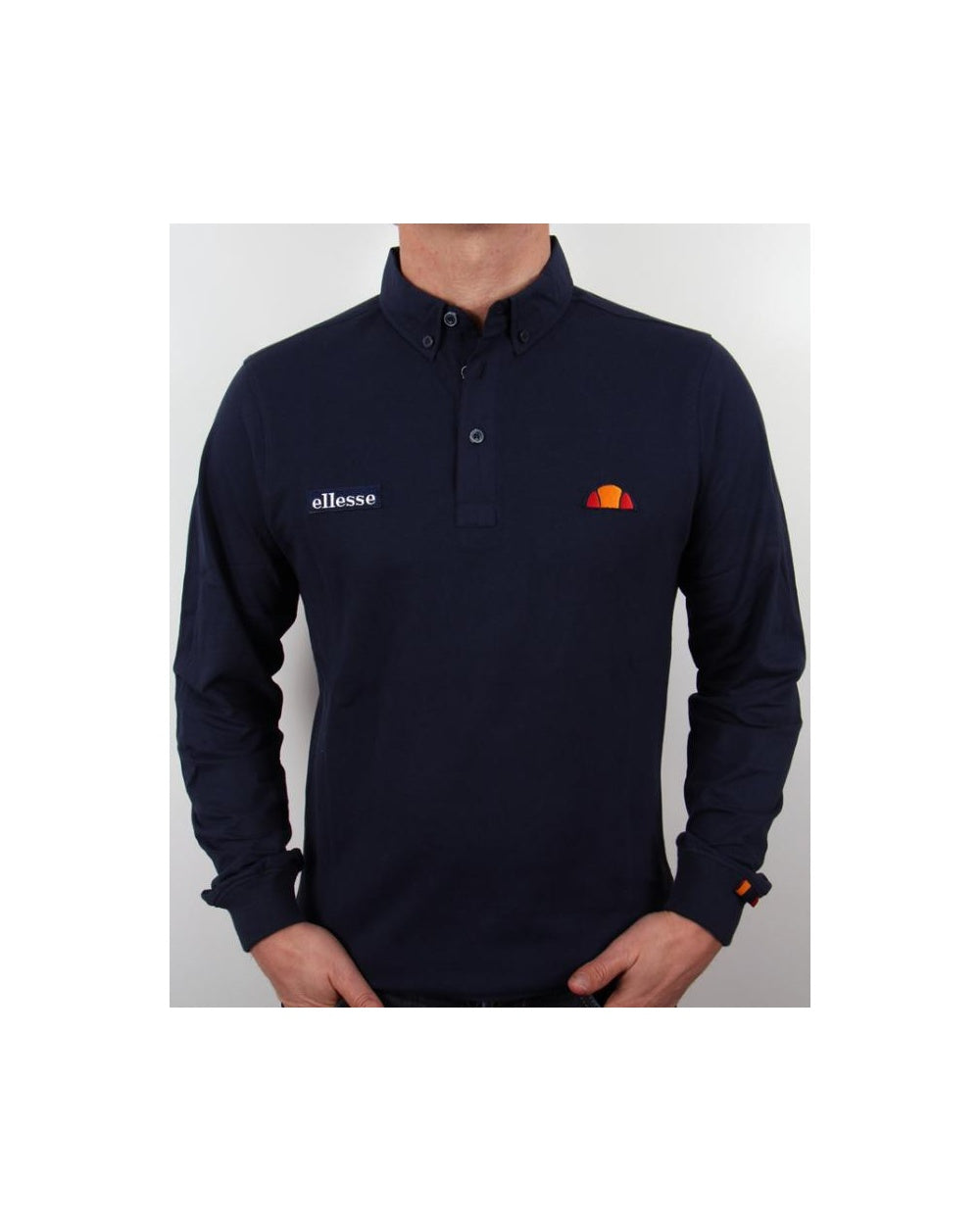 Ellesse Baresi Long Sleeve Polo Shirt Navy