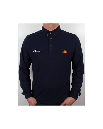 Ellesse Baresi Long Sleeve Polo Shirt Navy
