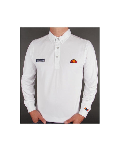 Ellesse Baresi Long Sleeve Polo Shirt White