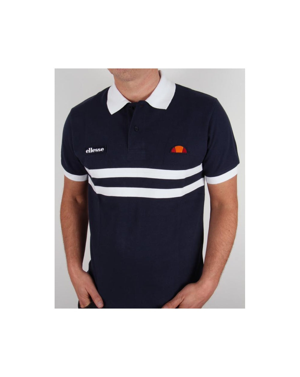Ellesse Dorio Striped Polo Shirt Navy