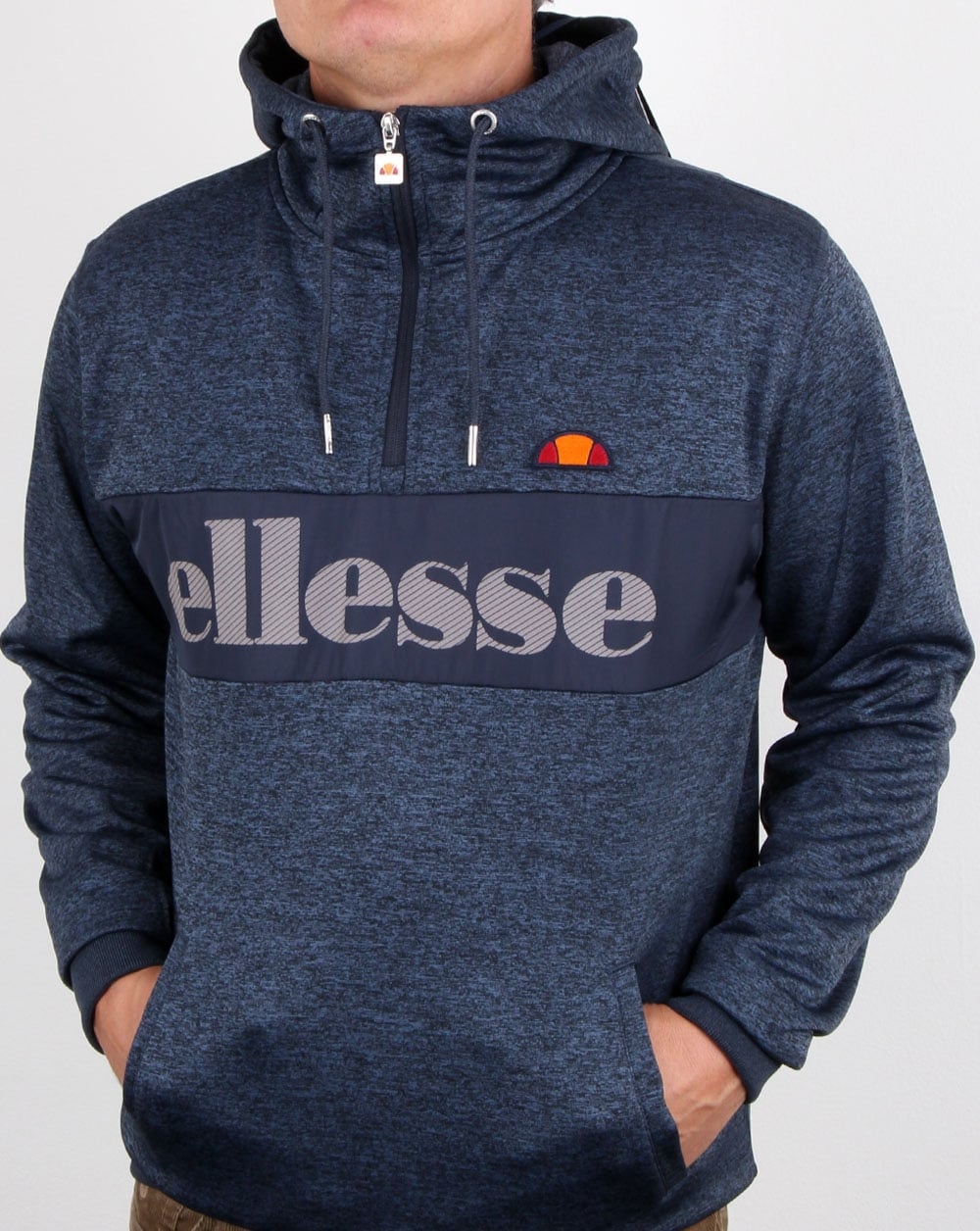 Ellesse Emiro Qtr Zip Hoody Navy Marl