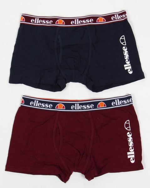Ellesse Foglia Boxer Shorts Twin Pack Navy/burgundy