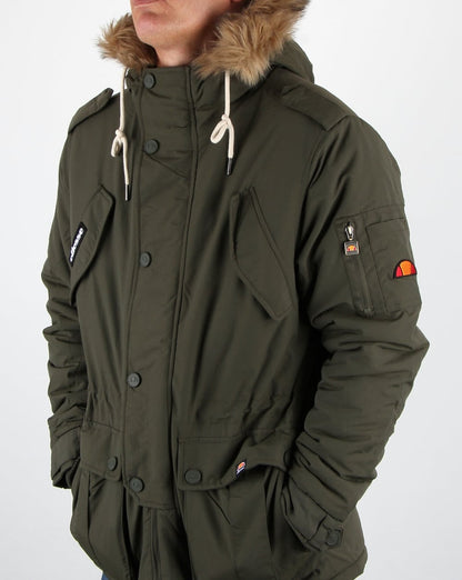 Ellesse Fur Lined Hooded Parka Olive