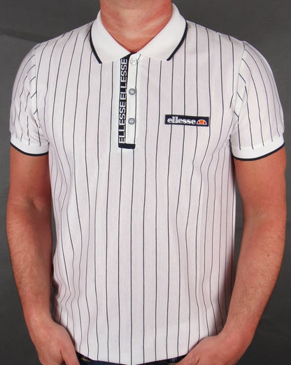 Ellesse Laz Strped Polo Shirt White