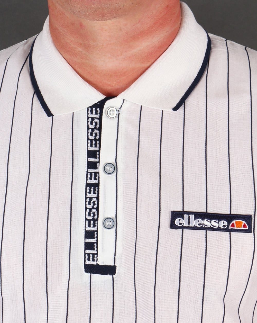 Ellesse Laz Strped Polo Shirt White