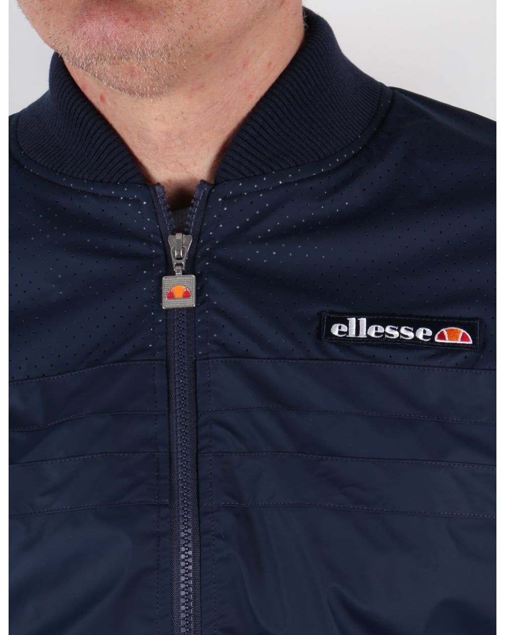 Ellesse leather look Bomber Jacket Navy