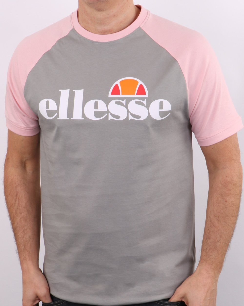 Ellesse Logo T Shirt Grey/pink