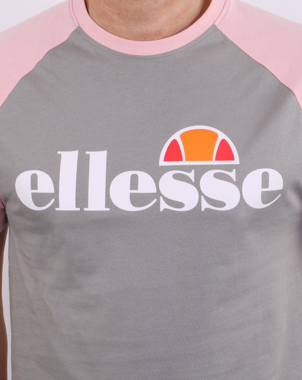 Ellesse Logo T Shirt Grey/pink