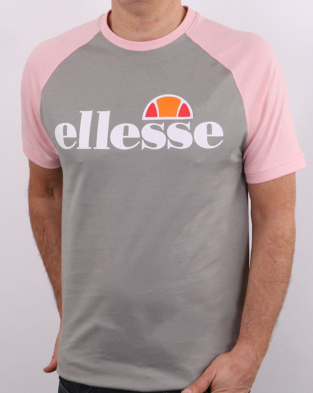 Ellesse Logo T Shirt Grey/pink