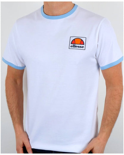 Ellesse Montefello Ringer T Shirt White/Sky Blue