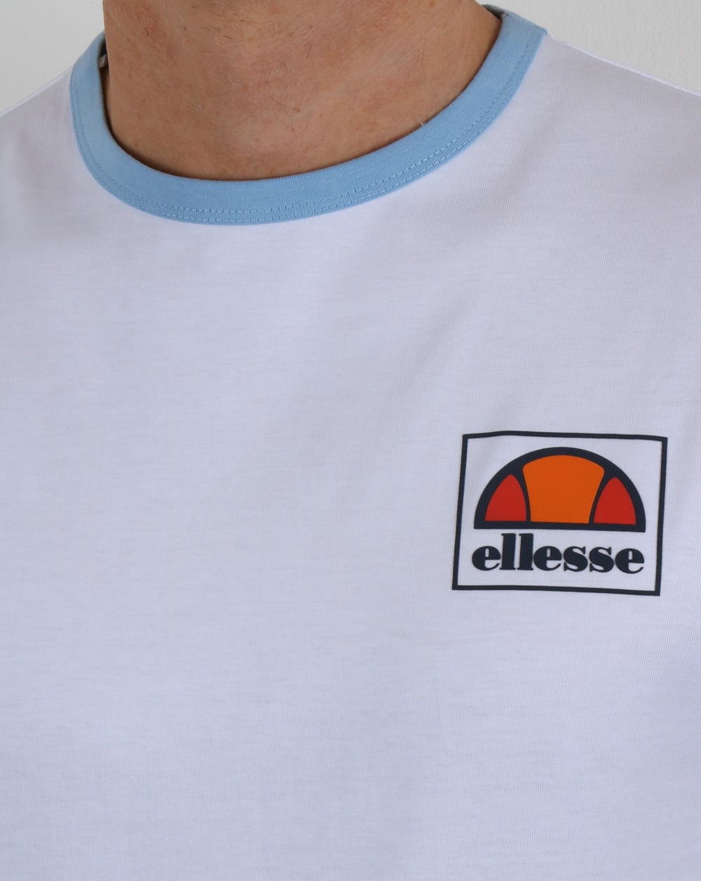Ellesse Montefello Ringer T Shirt White/Sky Blue