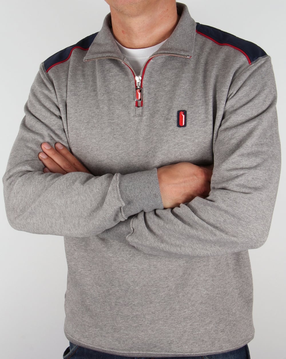 Ellesse Penguin Quarter Zip Sweat Jumper Charcoal Marl