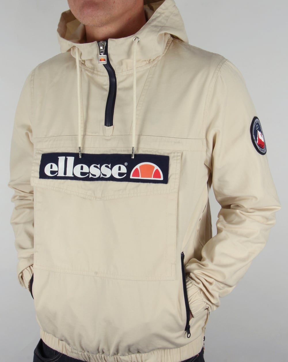 Ellesse QTR Zip Smock Jacket Light Stone