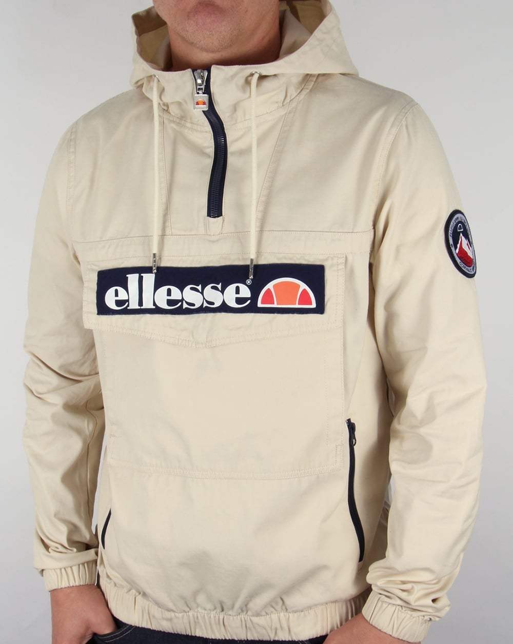 Ellesse QTR Zip Smock Jacket Light Stone