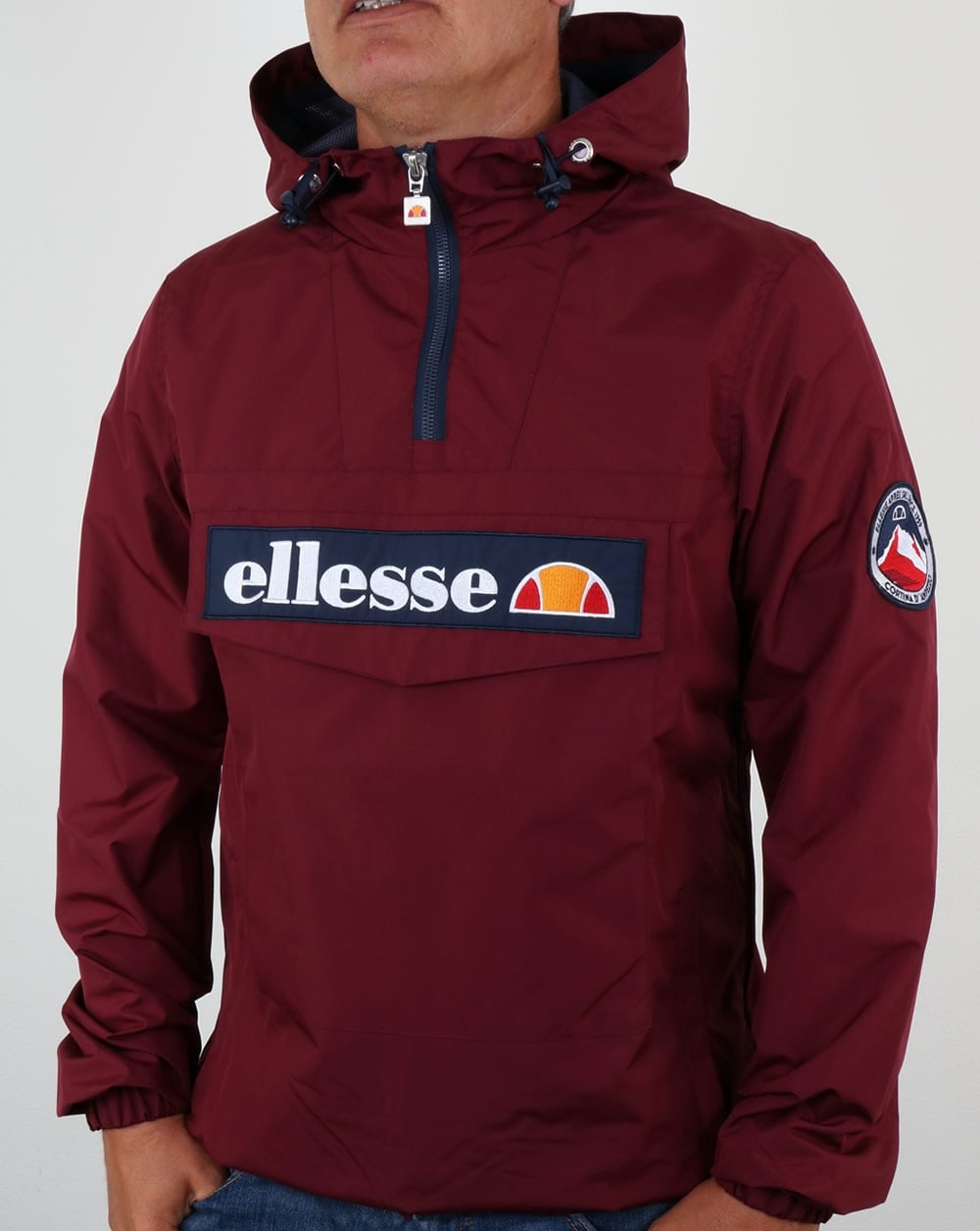 Ellesse Quarter Zip Overhead Jacket in Burgundy