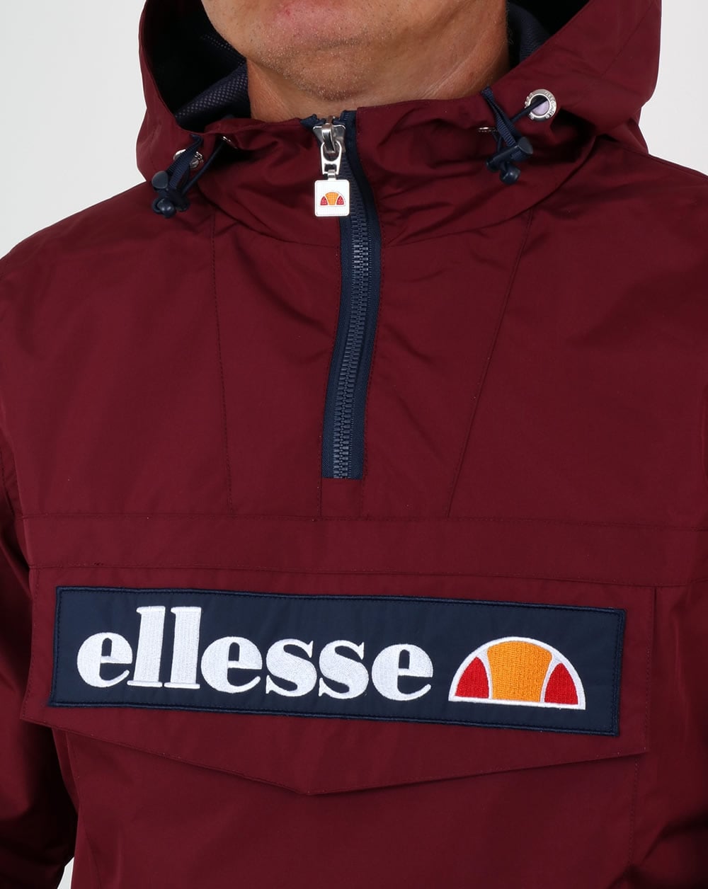 Ellesse Quarter Zip Overhead Jacket in Burgundy