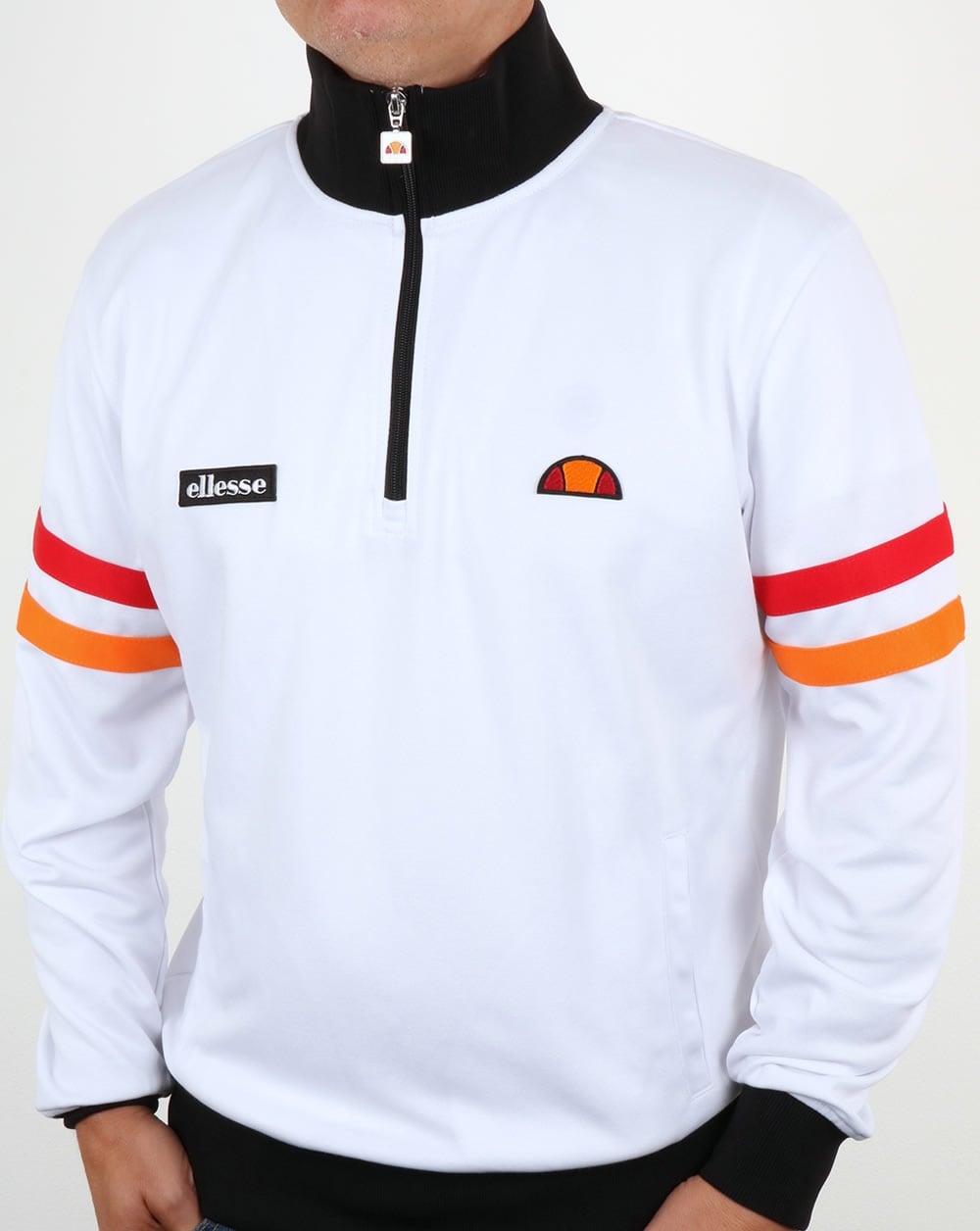 Ellesse Quarter Zip Roma Track Top White/Black