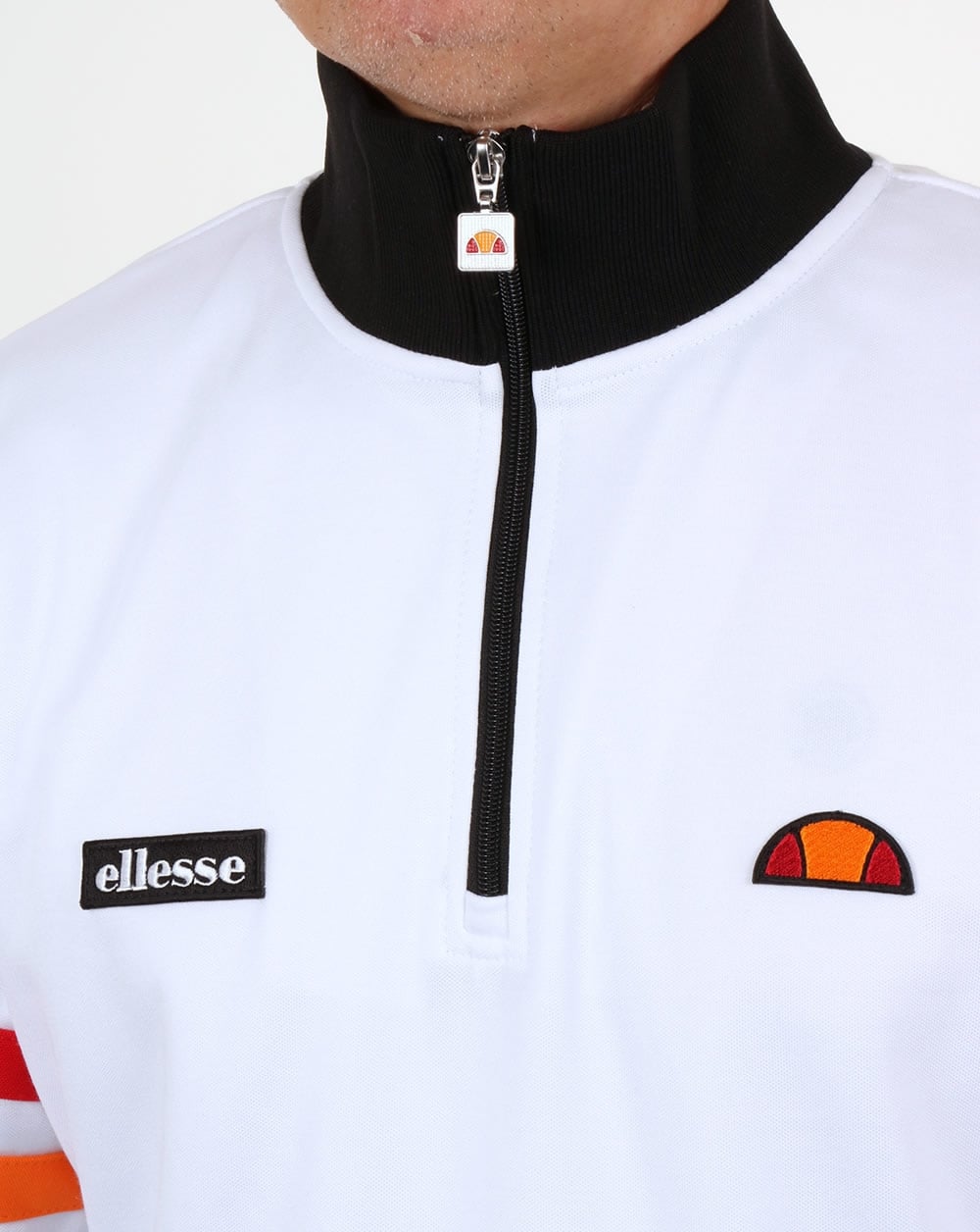 Ellesse Quarter Zip Roma Track Top White/Black