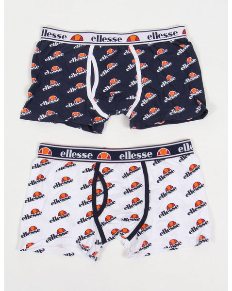 Ellesse Reno Logos Boxer Shorts Twin Pack Navy/white